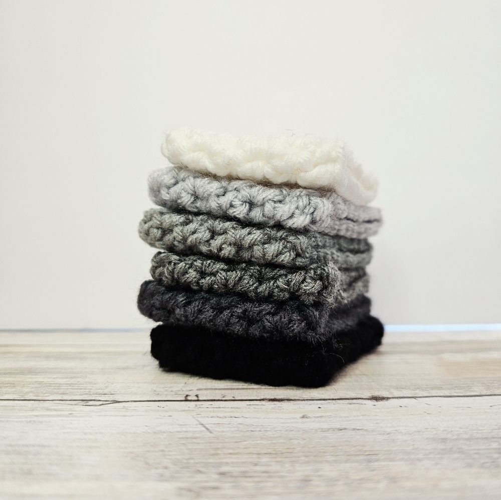 Handmade Crochet Coffee Sleeve Set 6 BLACK AND GREYS - Picture 2 of 4